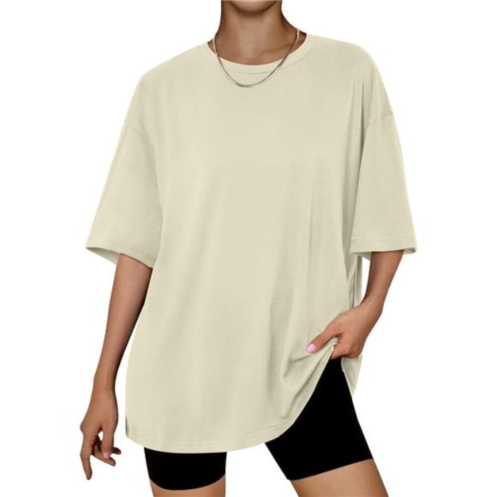 Womens Oversized Summer T Shirts Business Casual Dressy Shorts Light Yellow